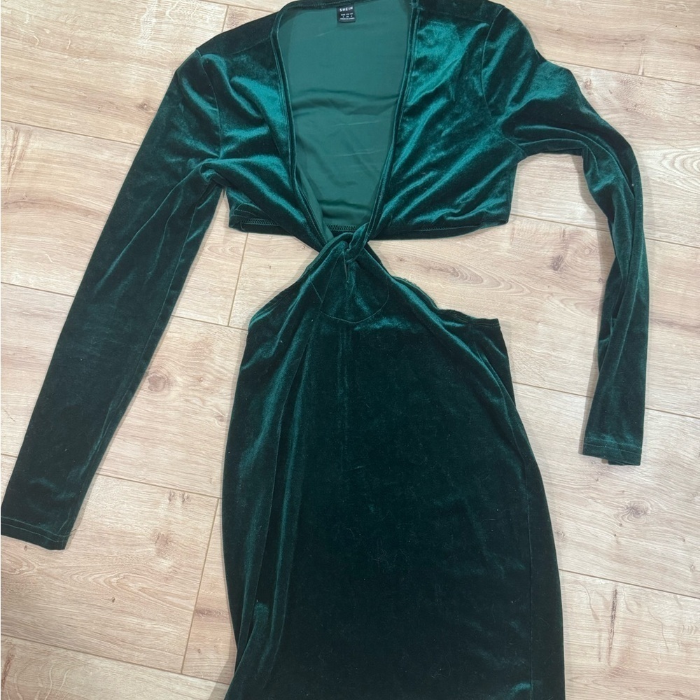 SHEIN Green Velvet Body-con dress - Picture 1 of 4